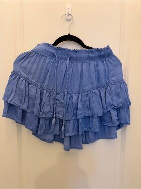 aerie Light Blue Tiered Mini Skirt